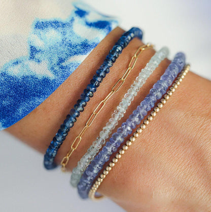 Kyanite bracelet | bead kyanite bracelet with gold | [EBMM1136] AAA kyanite jewelry | blue kyanite bracelet | high quality kyanite