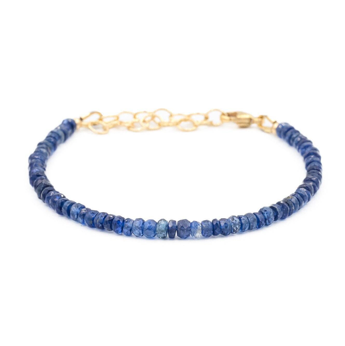 Kyanite bracelet | bead kyanite bracelet with gold | [EBMM1136] AAA kyanite jewelry | blue kyanite bracelet | high quality kyanite