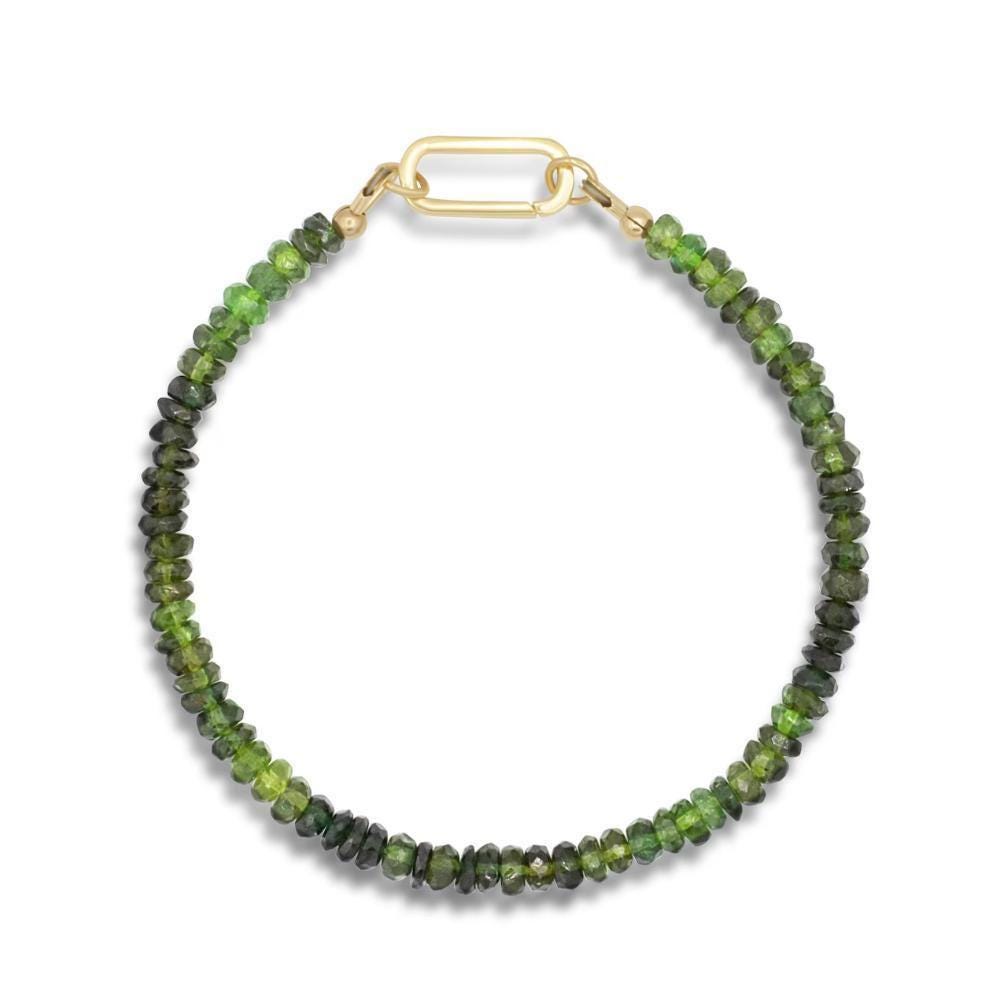 14K gold fill Green Tourmaline 3mm | Tourmaline Bracelet | green tourmaline | Faceted tourmaline green stones | dainty green tourmaline