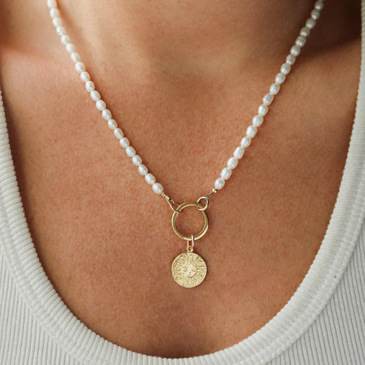 Pearl Sun necklace | Pearl necklace beaded | Rice pearl necklace | [ENPM1232] pearl choker necklace | freshwater pearl necklace | June