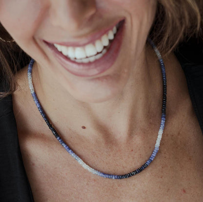 Eternal Ocean Blue Sapphire Necklace | Genuine Natural Sapphire | 18" Gold Filled | Interchangeable Charm Necklace