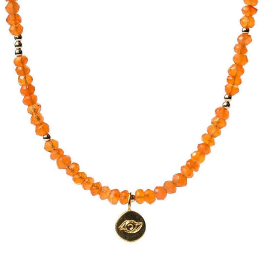 Carnelian Evil Eye Necklace - 14K