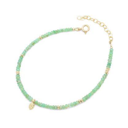 Chrysoprase Charm Anklet - 14K