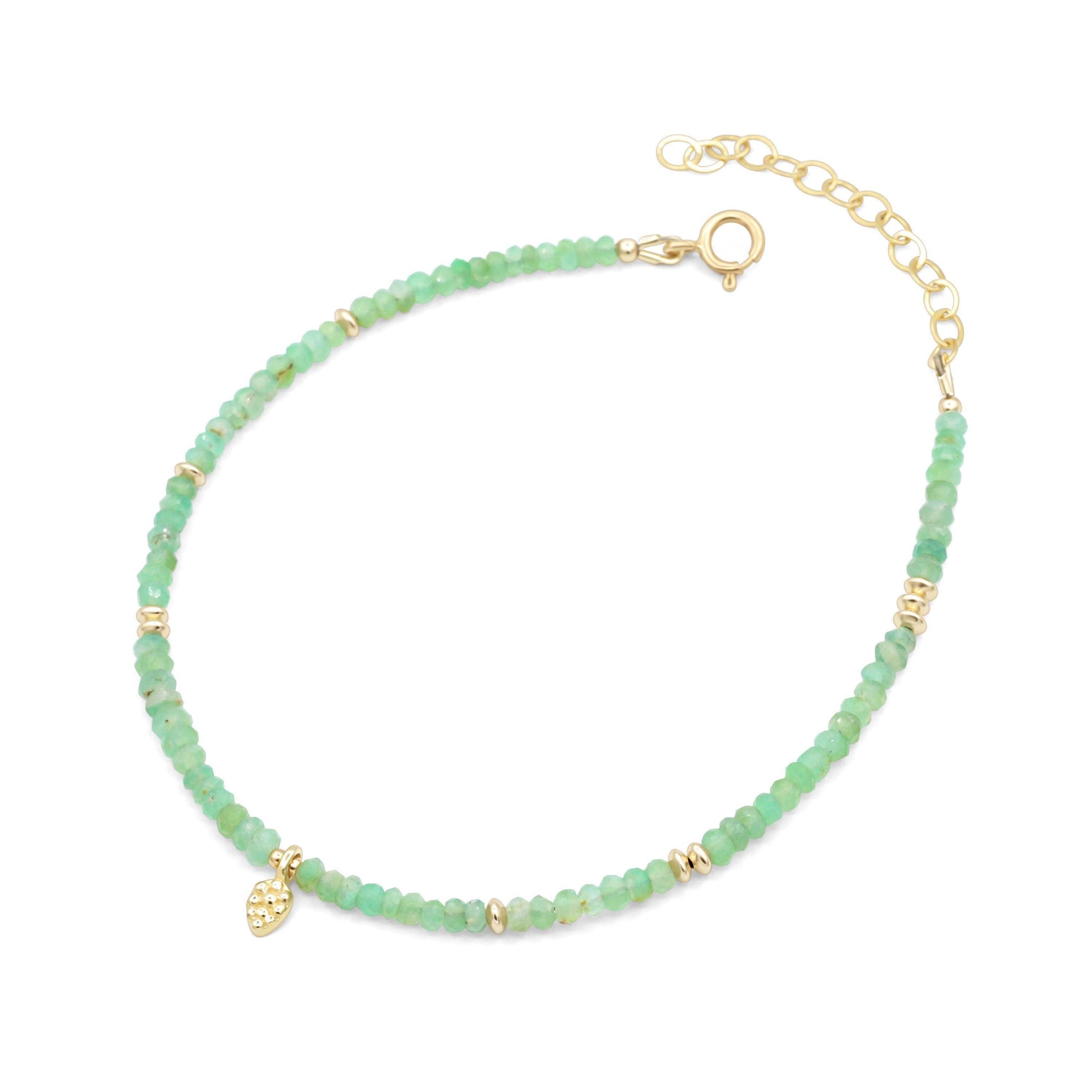 Chrysoprase charm anklet