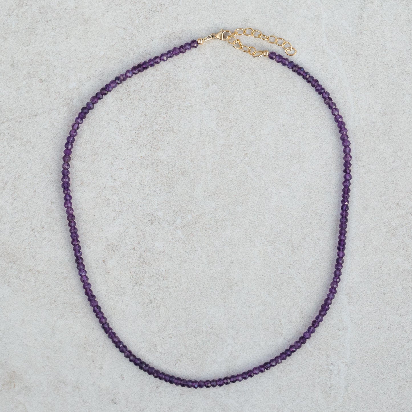 Amethyst Beaded Necklace, 3mm Purple Amethyst | Amethyst Necklace [ENAM4577] | Amethyst Necklace | February birthstone