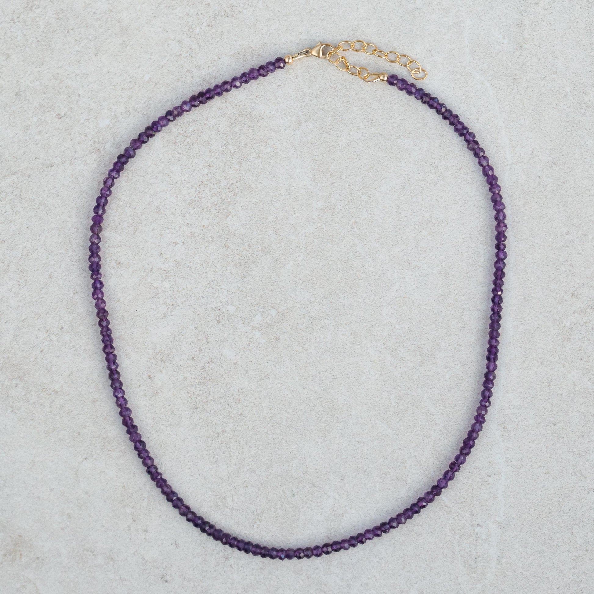 Amethyst Beaded Necklace, 3mm Purple Amethyst | Amethyst Necklace [ENAM4577] | Amethyst Necklace | February birthstone