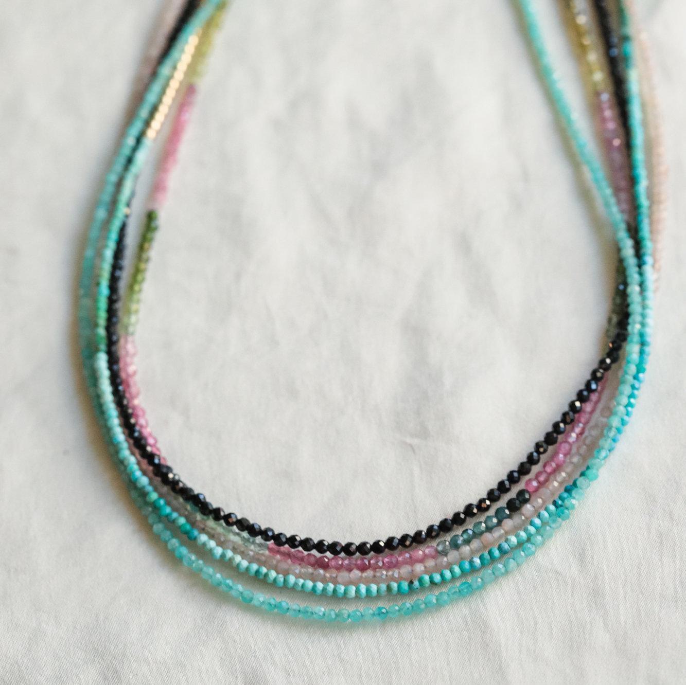 Delicate Amazonite Necklace,[ENAM1579_DIP] 2mm Faceted Gemstone Necklace, Sterling Silver or 14K Gold Filled