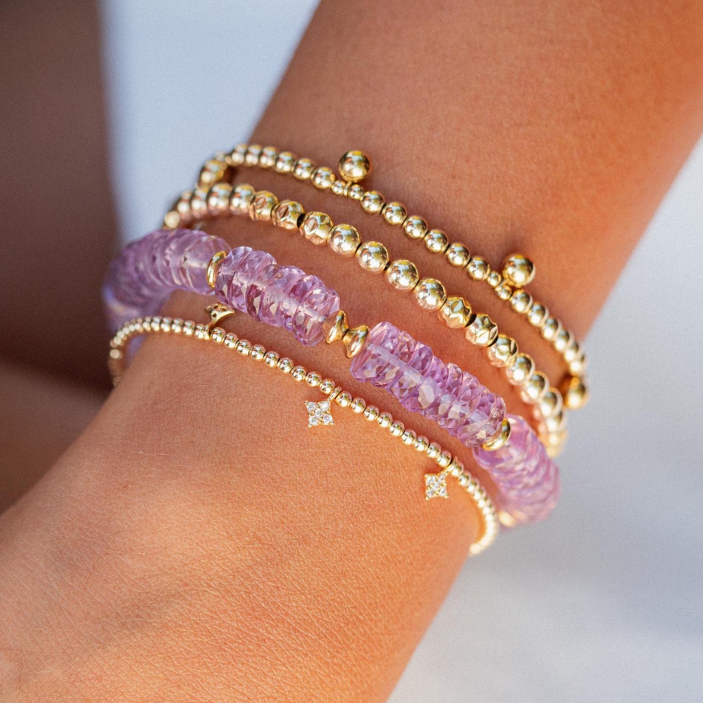 Pink Amethyst heishi bracelet | 6mm Amethyst bracelet | Pink amethyst beaded bracelet | amethyst pink