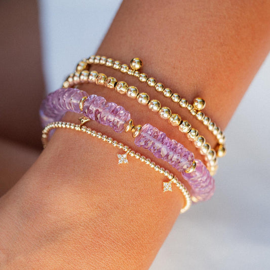 Pink Amethyst heishi bracelet | 6mm Amethyst bracelet | Pink amethyst beaded bracelet | amethyst pink