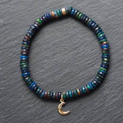 Black Black Ethiopian Opal Stretch Bracelet – Mystical Fire & Effortless Power Bracelet