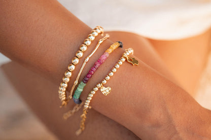 Multi Sapphire Bracelet-Ruby Emerald - 14K