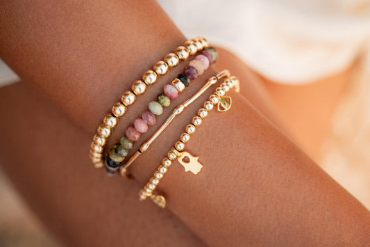 Mixed tourmaline bracelet featuring multicolored gemstone beads from Earthly Abundance, stylish and vibrant jewelry accessory.