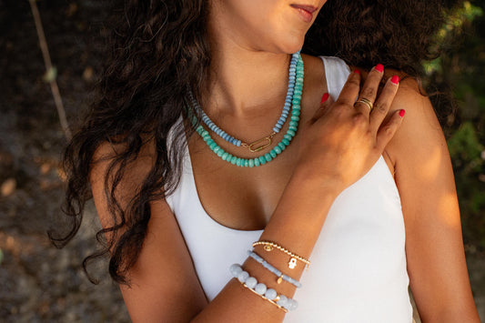 Blue Opal Carabiner Necklace