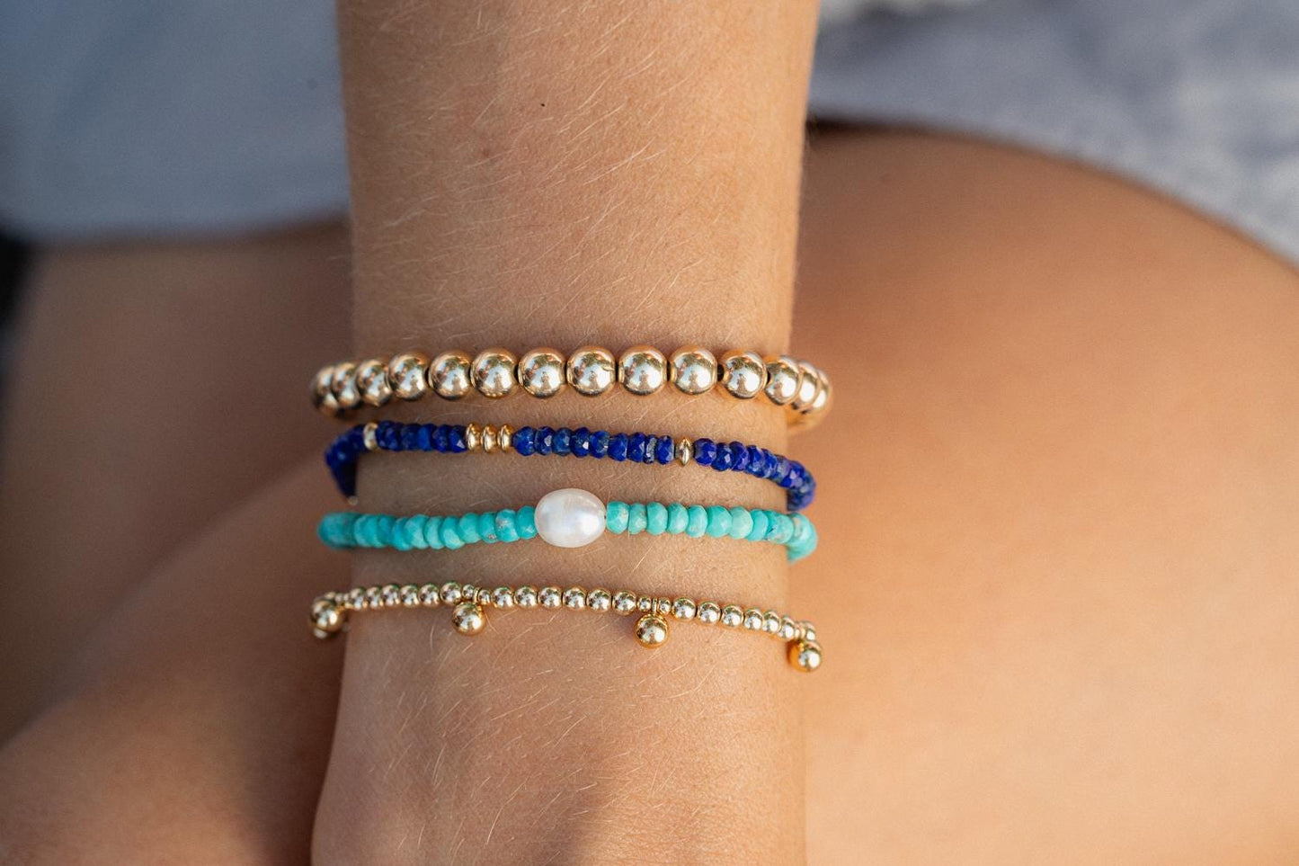 Freshwater Pearl bracelet gold filled | Genuine Turquoise bracelet | [EBTP1114] beaded turquoise jewelry | June birthstone| turquoise