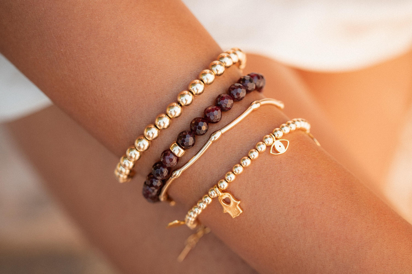 FACETED garnet 6mm or 8mm | [EBGM1038] Dark Red Garnet Bracelet - January Birthday Gift, faceted garnet bracelet *BF