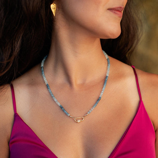 Ombre AAAA+ Aquamarine Necklace | March Birthstone [ENAP1367] | Women's Aquamarine Necklace | blue aquamarine | Natural Aquamarine