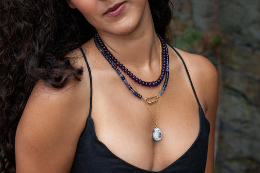 Ombre Iolite Carabiner Necklace