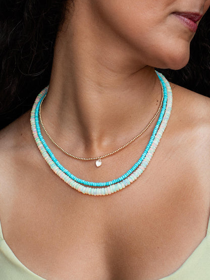 14K GOLD Sleeping Beauty Turquoise Horizon Necklace , Sleeping Beauty Turquoise, Arizona Turquoise Jewelry, December