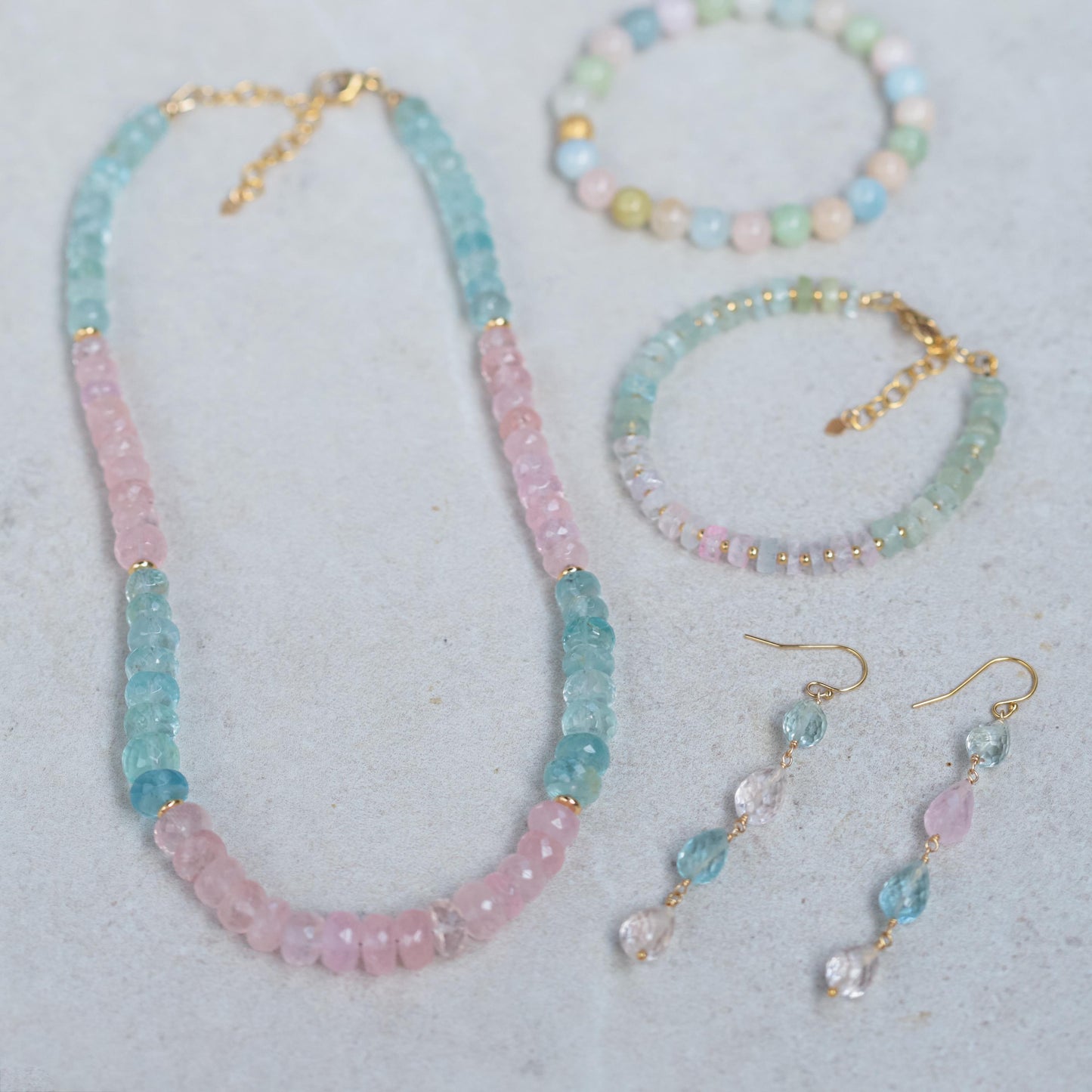 BUNDLE of 4 | AAAA+ Morganite Beryl | Morganite bracelet, [EBMP1130] high quality genuine morganite bracelet, delicate pink morganite