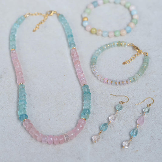 BUNDLE of 4 | AAAA+ Morganite Beryl | Morganite bracelet, [EBMP1130] high quality genuine morganite bracelet, delicate pink morganite