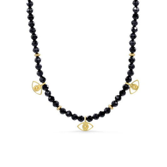 STACK OF 4 | Black Spinel Necklace | 2mm black spinel choker | [ENBP1245] gold filled black necklace | black spinel 2mm | black gemstone