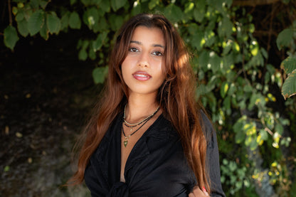 Black Spinel Snake Necklace - 14K