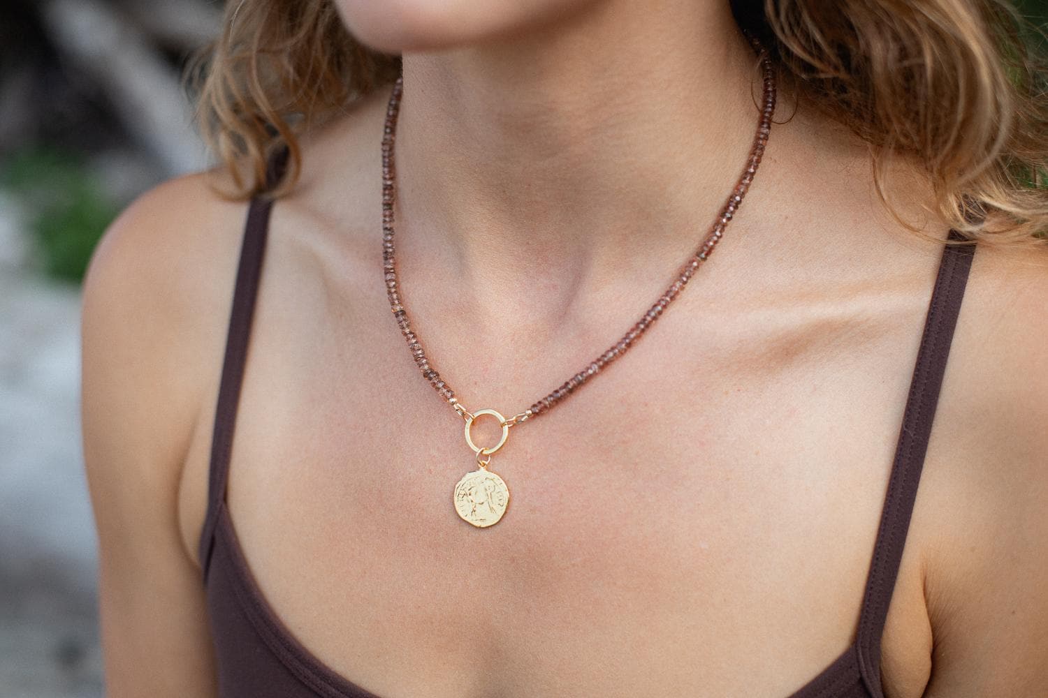 Andalusite Necklace | Andalusite Beaded Necklace | [ENAP1126] Andalusite necklace for women | AAAA+ Andalusite | real Andalusite