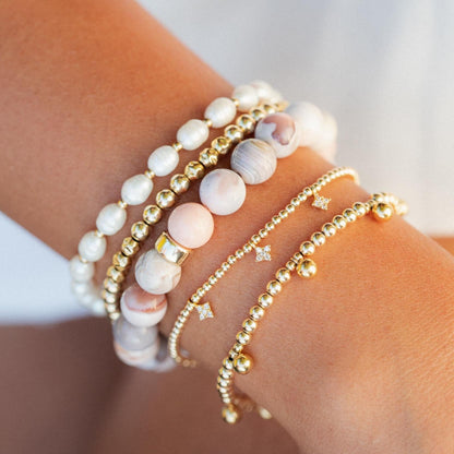 Grey & Pink Botswana Agate - 14K
