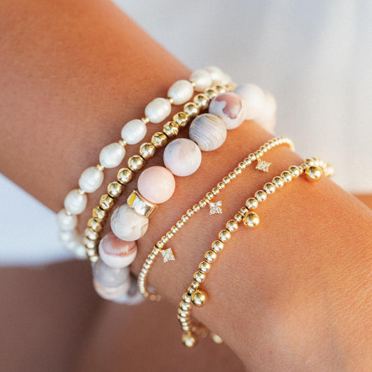 Grey & Pink Botswana Agate - 14K