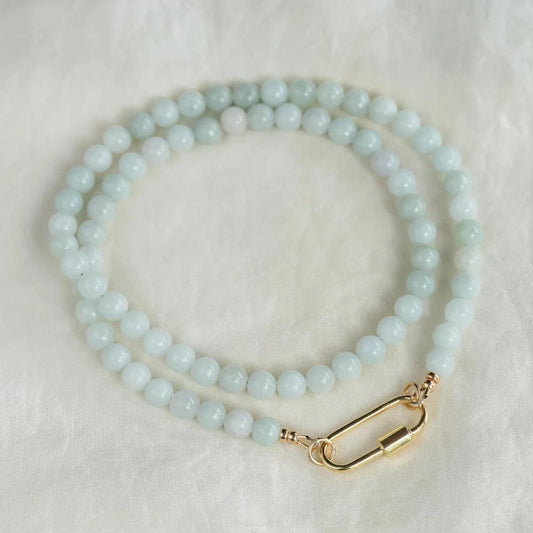 Jadeite Necklace – Harmony & Protection with Gold Vermeil Carabiner [DIP]