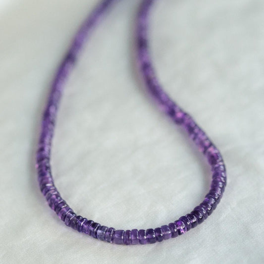 Smooth Amethyst Beaded Necklace
