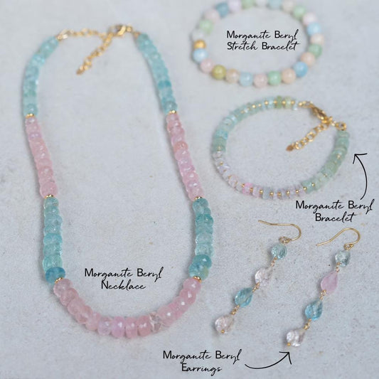 BUNDLE of 4 | AAAA+ Morganite Beryl | Morganite bracelet, [EBMP1130] high quality genuine morganite bracelet, delicate pink morganite