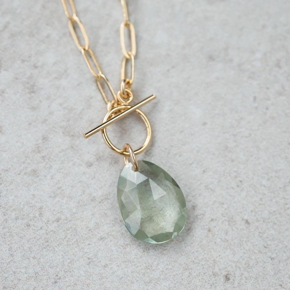 Green amethyst pendant toggle Necklace