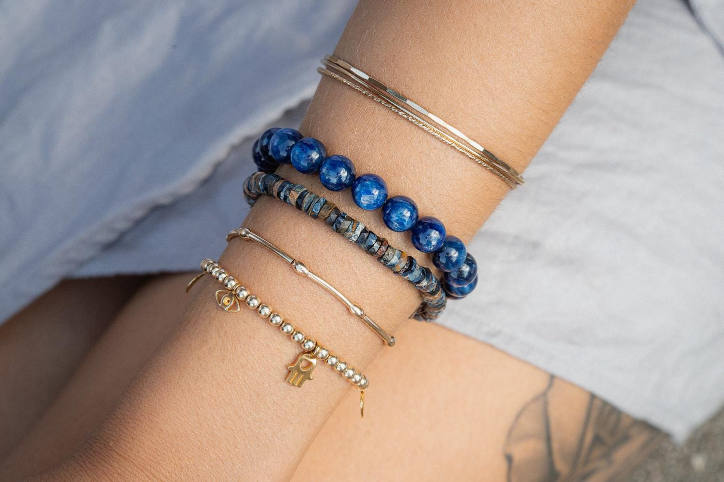 Pietersite Heishi Bracelet - 14K Gold Filled