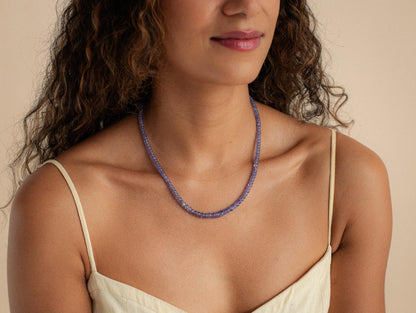 14K Gold Tanzanite necklace, beaded tanzanite necklace, Violet Flame Energy [ENTM1439]high quality tanzanite, Third Eye Chakra, Psychic
