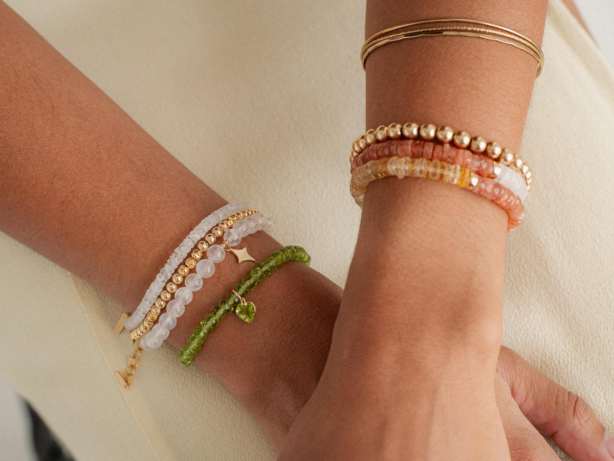Peridot heart bracelet - 14K