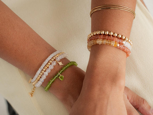 Peridot heart bracelet - 14K