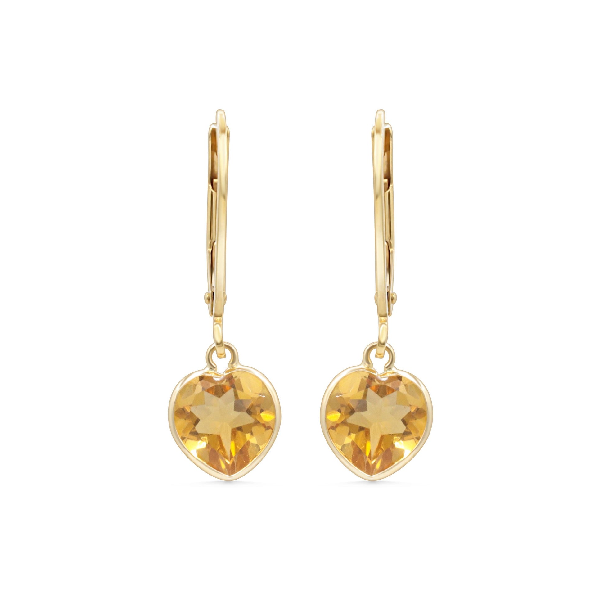 Citrine Heart Earrings - 14K
