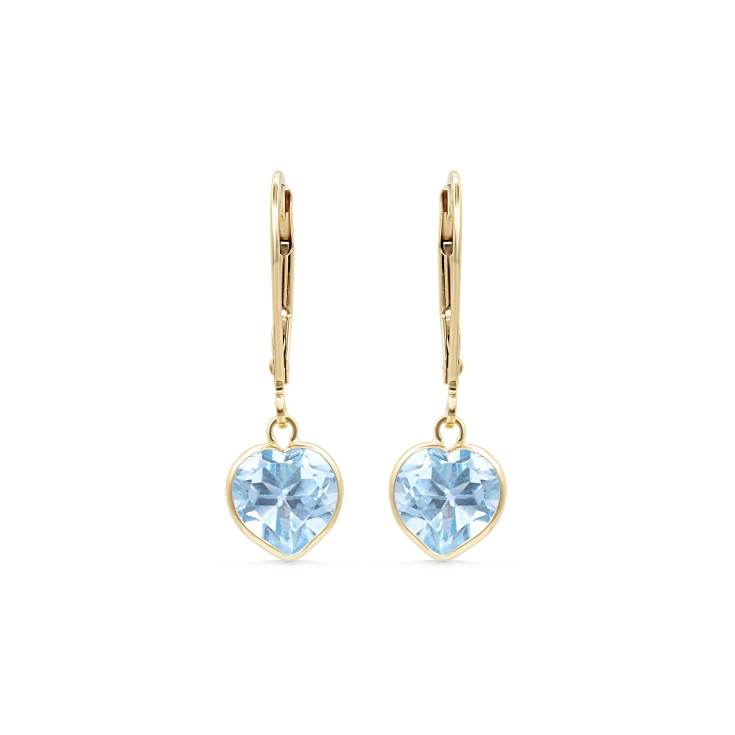 14K GOLD Blue Topaz Heart Earrings in Solid 14K Gold [EEBTM3006]