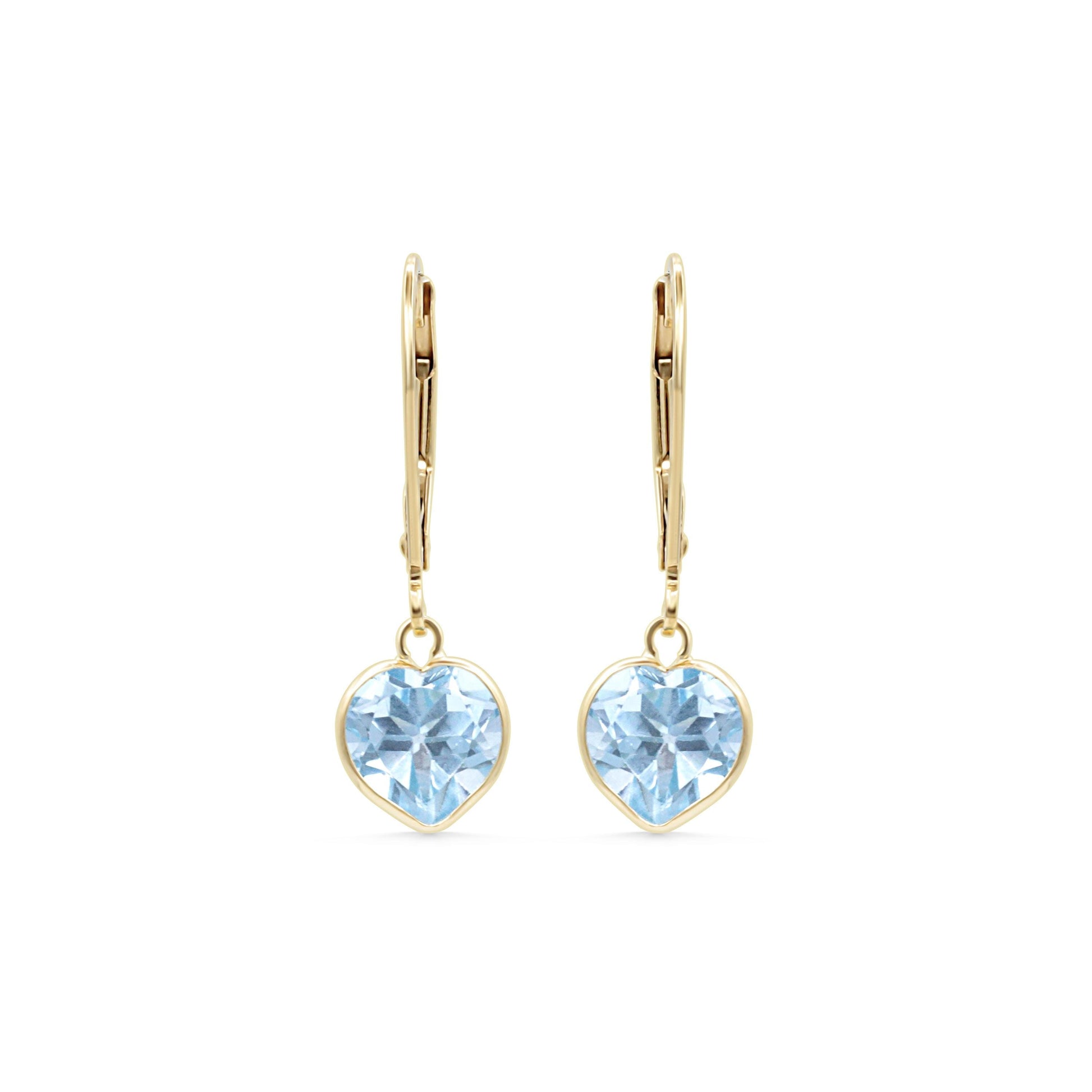 14K GOLD Blue Topaz Heart Earrings in Solid 14K Gold [EEBTM3006]