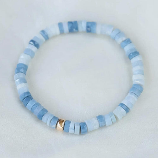 Blue Opal Bracelet, opal blue Bracelet, Opal Gemstone Healing | [EBBM1404] Soft blue Beads, Handmade Gemstone *BS