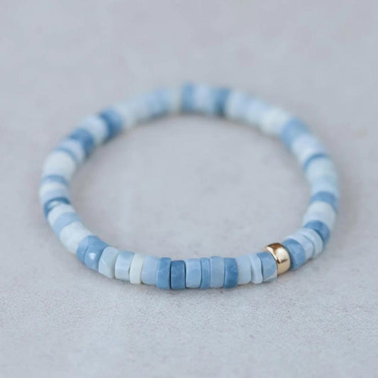 Blue Opal Bracelet, opal blue Bracelet, Opal Gemstone Healing | [EBBM1404] Soft blue Beads, Handmade Gemstone *BS
