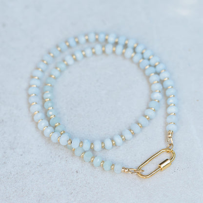 Labradorite carabiner necklace | beaded labradorite necklace | [ENLP1465] AAA labradorite necklace | gold labradorite necklace | labradorite