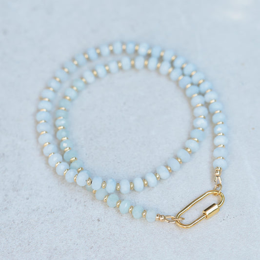 Labradorite carabiner necklace | beaded labradorite necklace | [ENLP1465] AAA labradorite necklace | gold labradorite necklace | labradorite