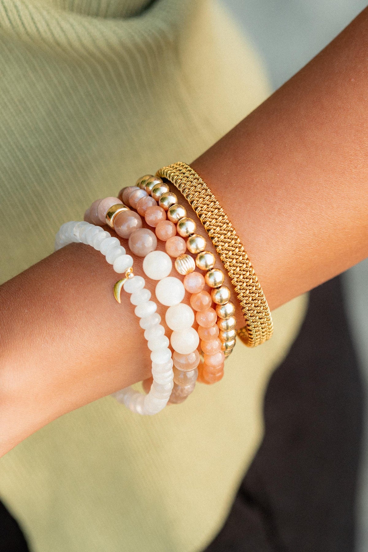 Apricot Peach Moonstone Bracelet