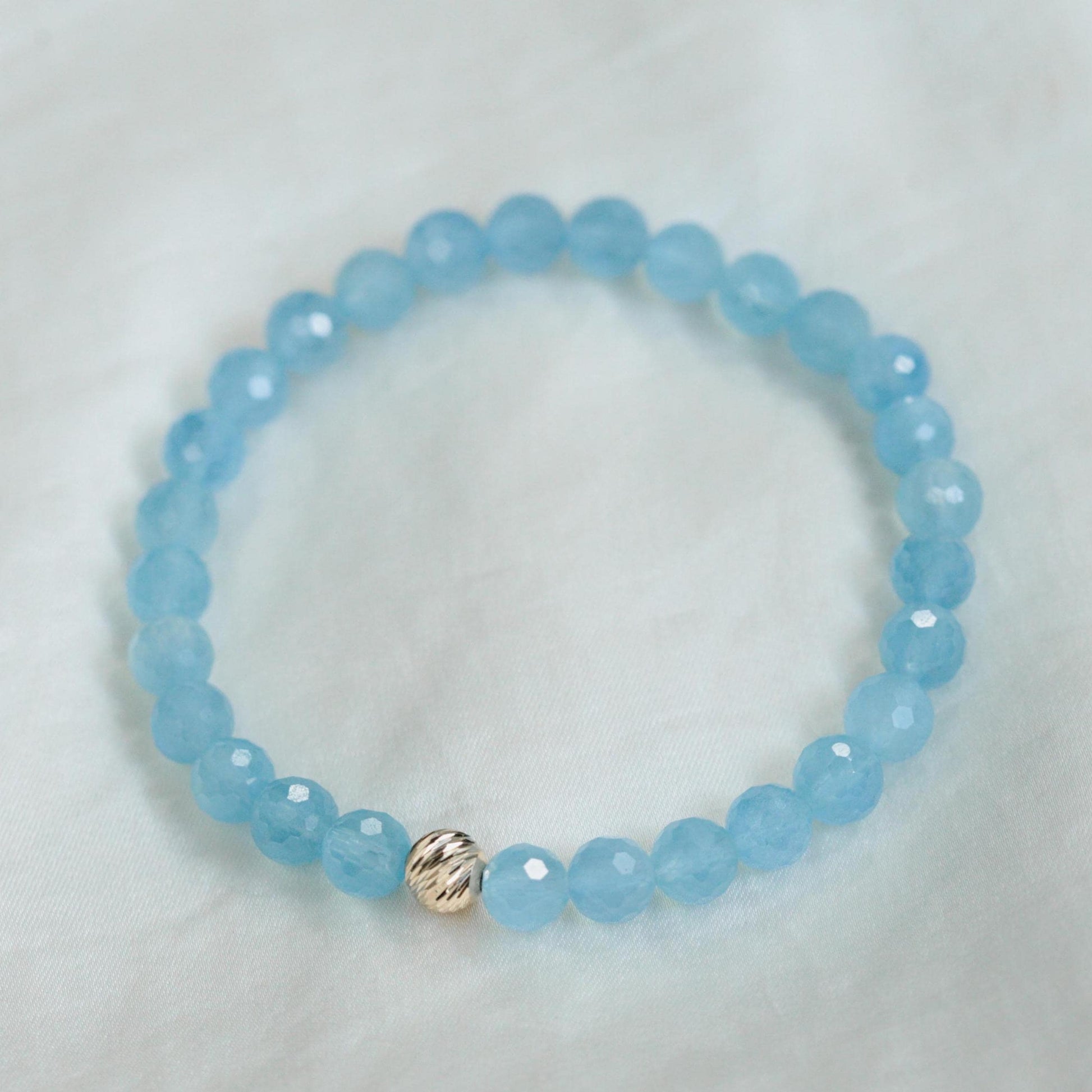 14K GOLD Aquamarine bracelet 6mm | March birthstone | AAA Aquamarine bracelet | Genuine beaded aquamarine bracelet | aquamarine #multicut