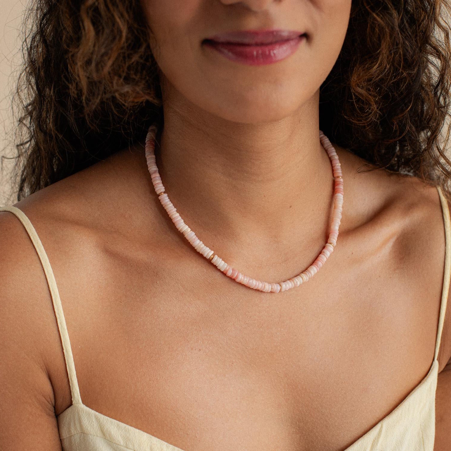 Pink opal necklace | Pink Beaded opal Necklace | peruvian pink opal necklace | beaded pink opal jewelry | pink opal jewelry | pink opal