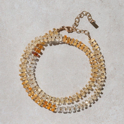 Citrine Necklace – Faceted Heishi Gemstones, Gold Filled, Adjustable