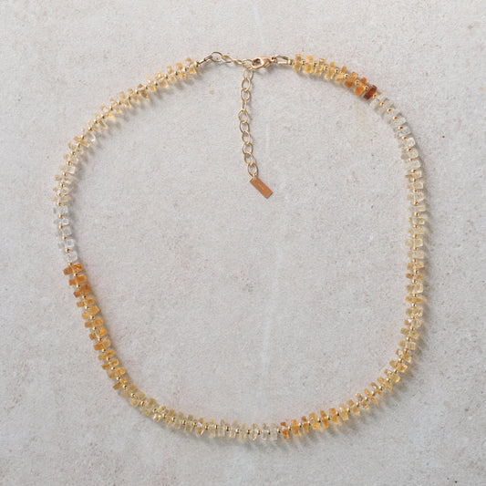 Citrine Necklace – Faceted Heishi Gemstones, Gold Filled, Adjustable
