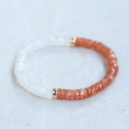 Sunstone Moonstone Bracelet | Genuine sunstone bracelet [EBSM1925] | Sunstone gold bracelet | Sunstone solar plexus chakra | sunstone *bss